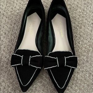 Kate Spade Black Flats with Bow and Studs